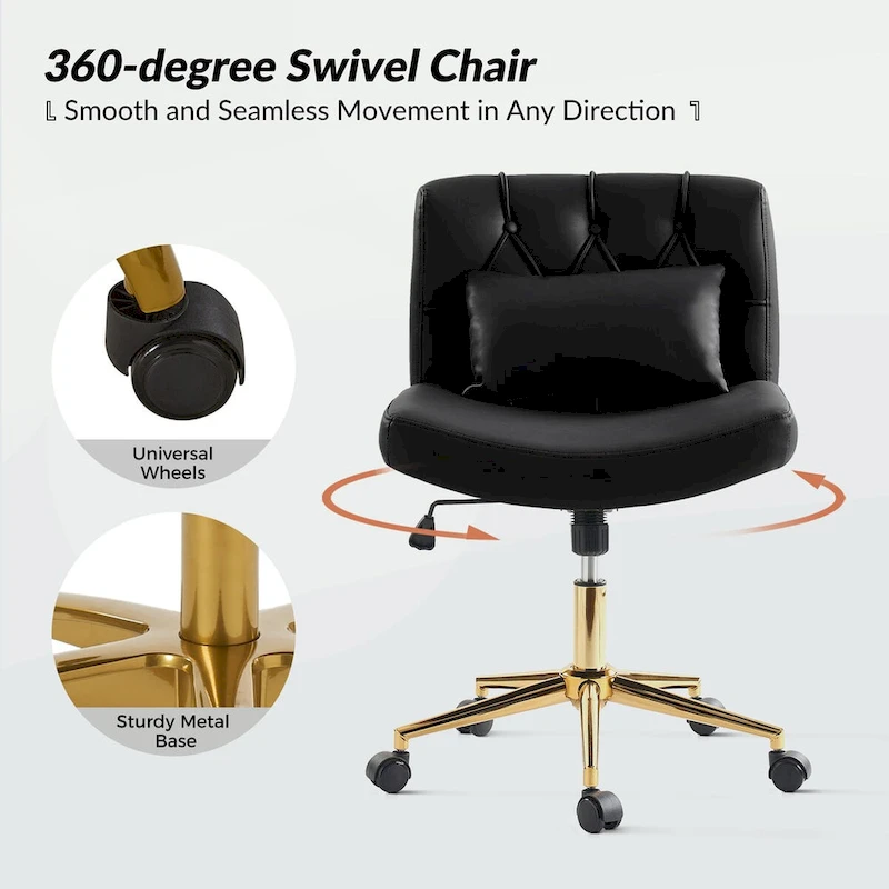 Charlie Modern Button-Tufted Swivel Tilting Office Chair with Pillow by HULALA HOME