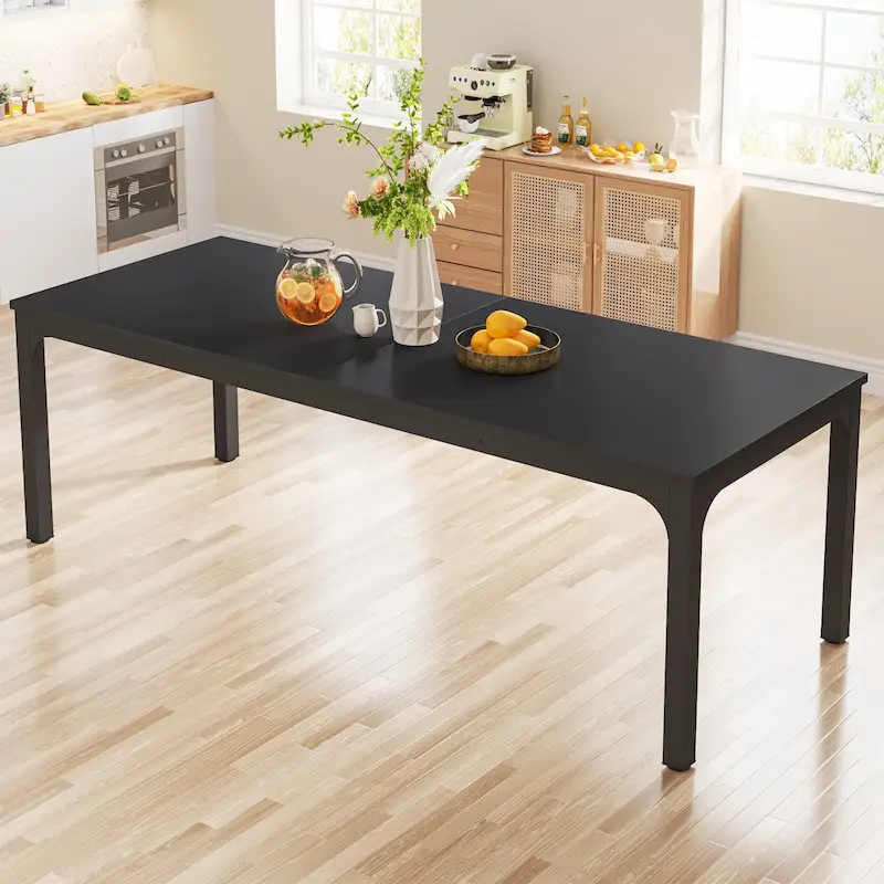 78.74 Inches Industrial Rectangular Dining Table with Heavy-Duty Metal Legs (Only Table)
