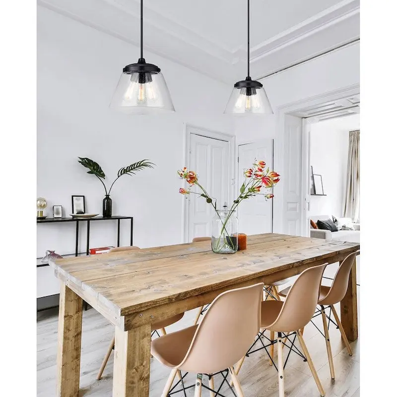 Declan 1 Light Pendant, Black Finish