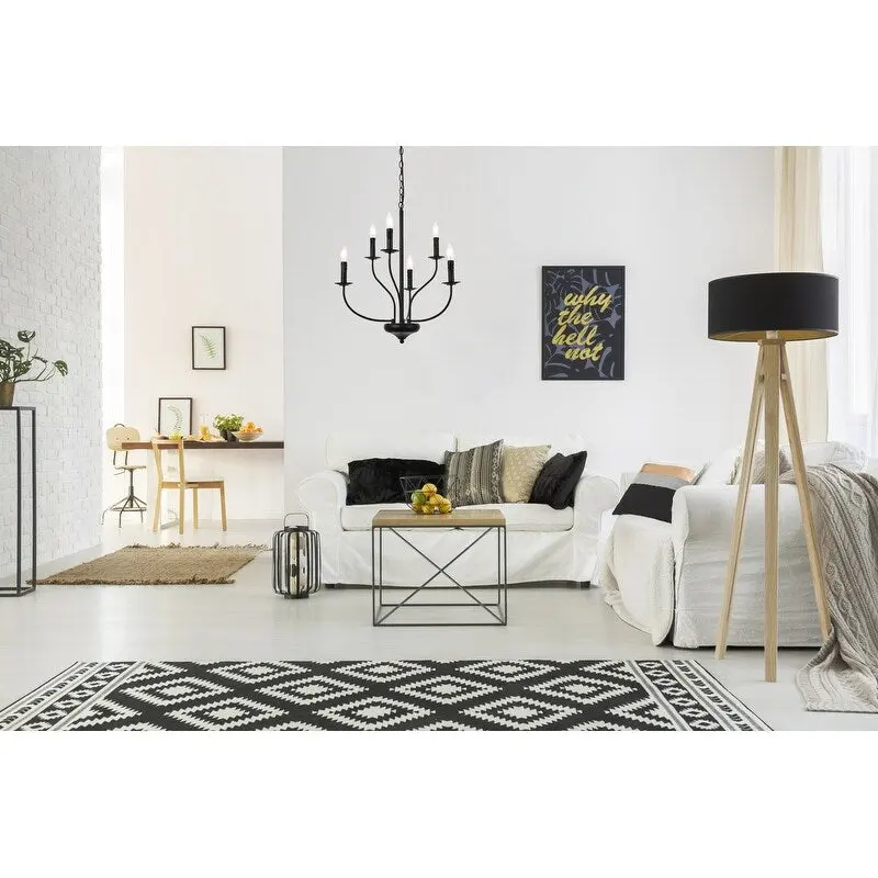 Wylda 6 Light Pendant in black - 24 Inch