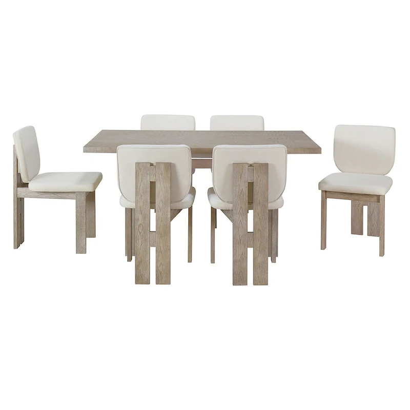 7-Piece Transitional Wooden Dining Set with Rectangular Table & 6 Chairs