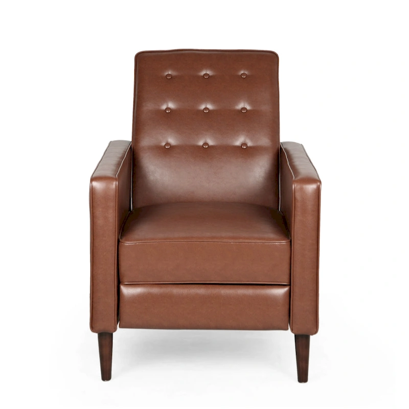 Mervynn Faux Leather Mid-Century Button Tufted Recliner by Christopher Knight Home