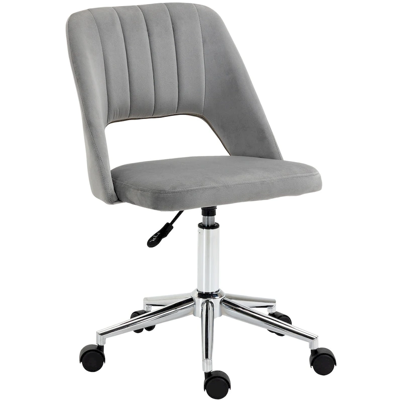 Vinsetto Modern Mid Back Office Chair with Velvet Fabric, Swivel Computer Armless Desk Chair