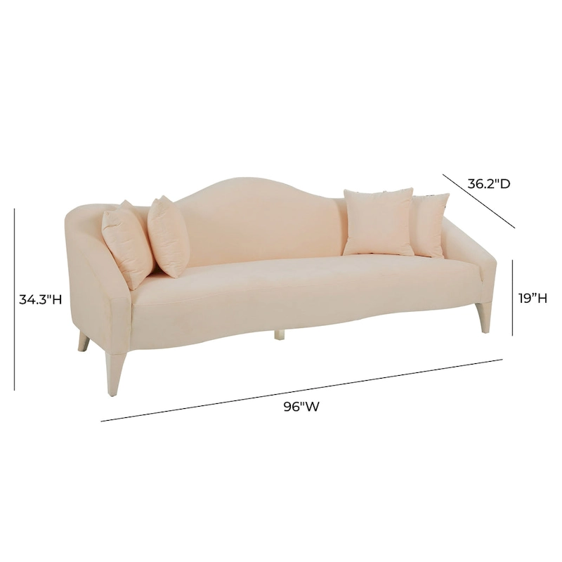 Naya Velvet Sofa - 96W x 36.2D x 34.3H - 96W x 36.2D x 34.3H