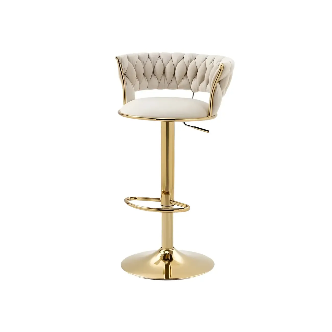 Gold Base Low Back Adjustable Swivel Bar Stool