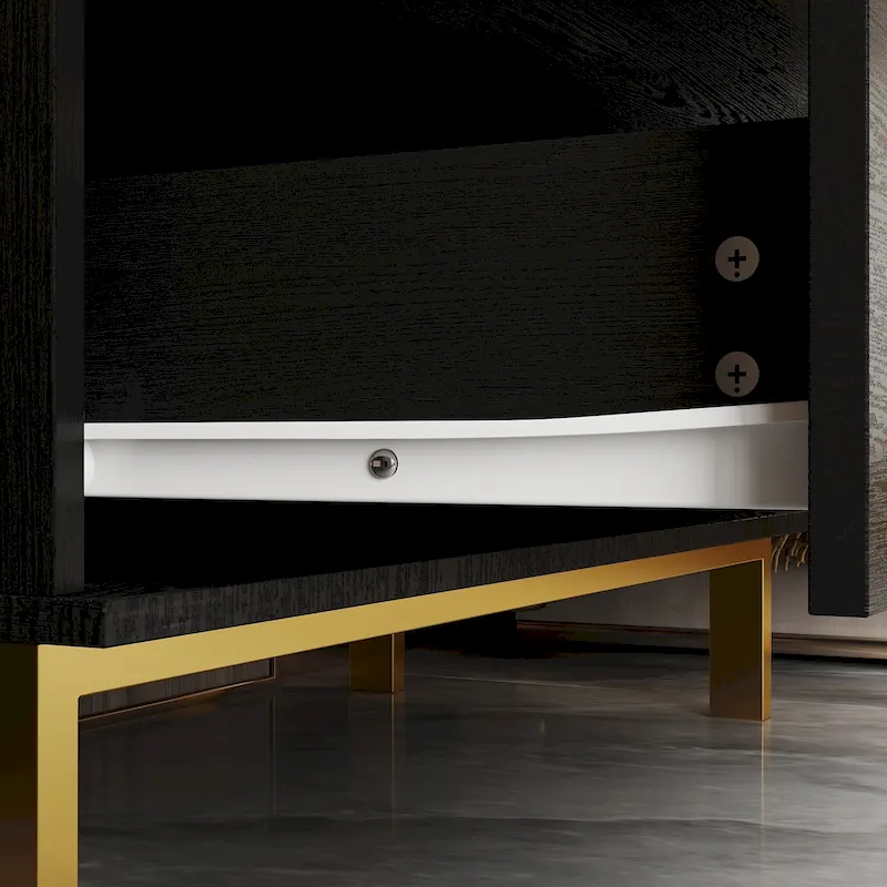 31.5W x 29.7H Wooden Nightstand with 3 Drawer End Table Black Chest