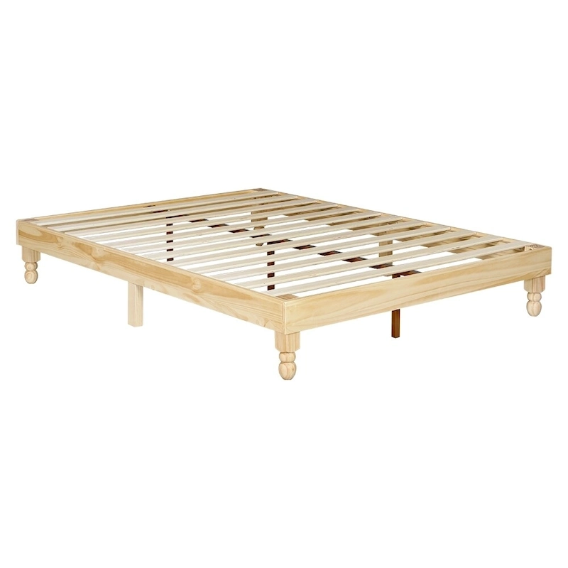MUSEHOMEINC 12 Inch Wood Bed Frame Elegant Style Eliminates,Natural Finish