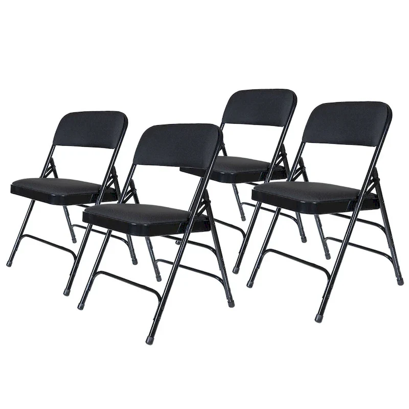 Hampden Furnishings Bernadine Collection Fabric Triple Brace Folding Chair, Pack of 4
