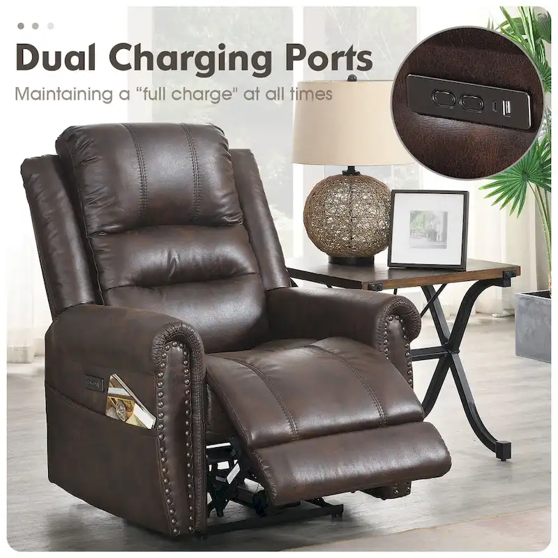 Power Sofa Loveseat Recliner Adjustable Headrest High Back Nailhead