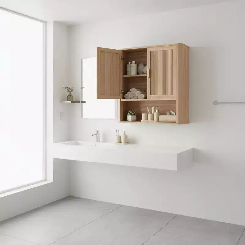 Dcolora Bathroom Wall Cabinet with Adjustable Shelf & Doors, Over-Toilet Storage