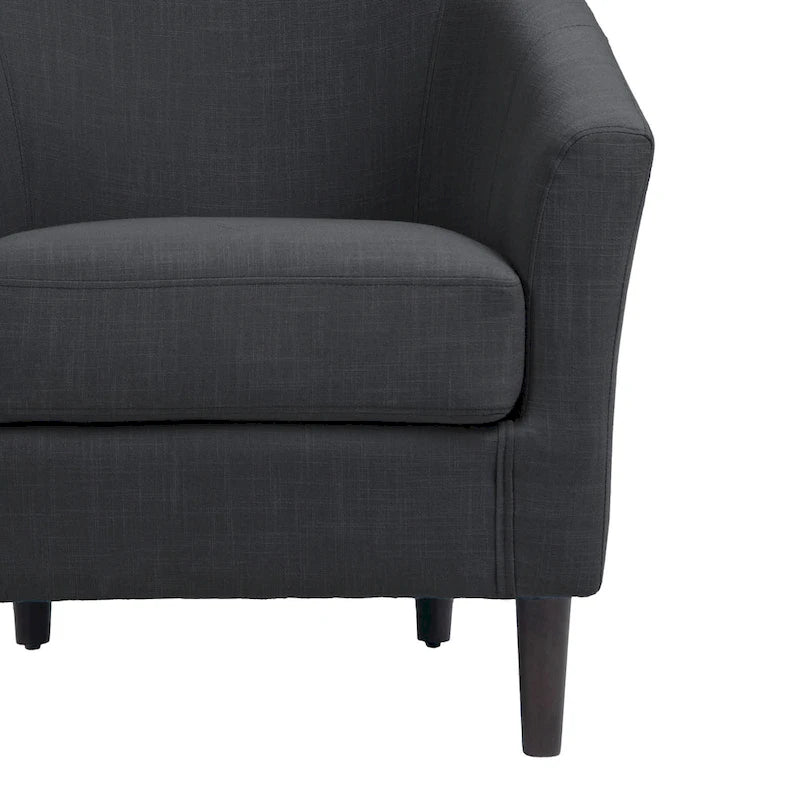 Upholstered Modern Barrel Accent Chair with Wood Legs