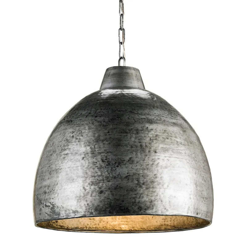 Currey & Company Earthshine Large Steel Pendant - 21.5 h x 22 dia