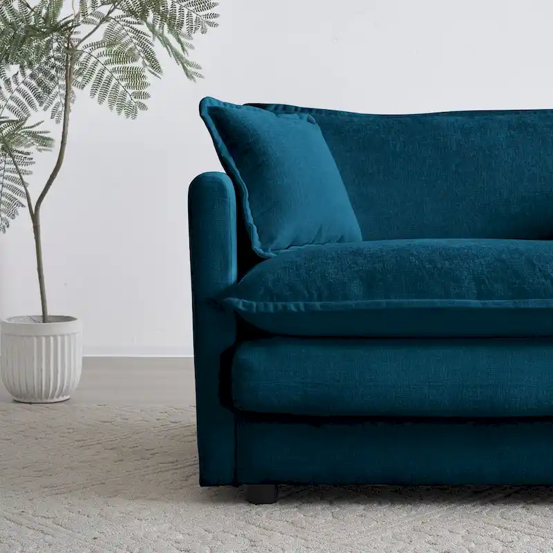 6-Seater U-Shape Sectional Sofa with 3 Ottomans and Pillows