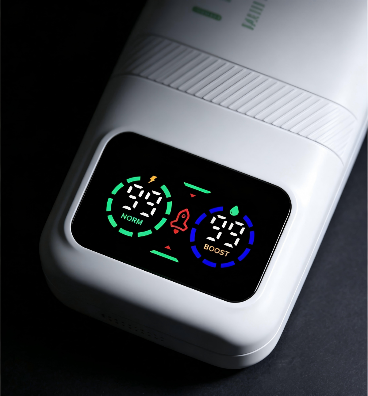 HealthyVape Pure Mate Smart LCD Monitor displaying oil and battery levels