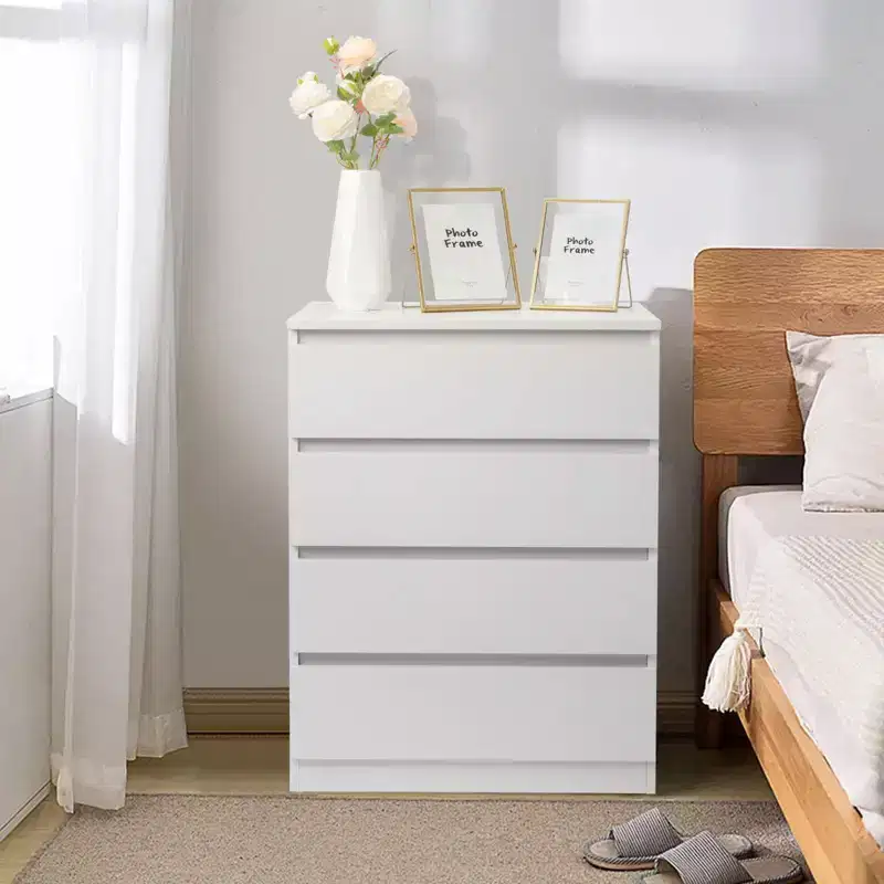 Karl Home 4-Drawer White Particle Board 23.62in. W Chest of Drawer