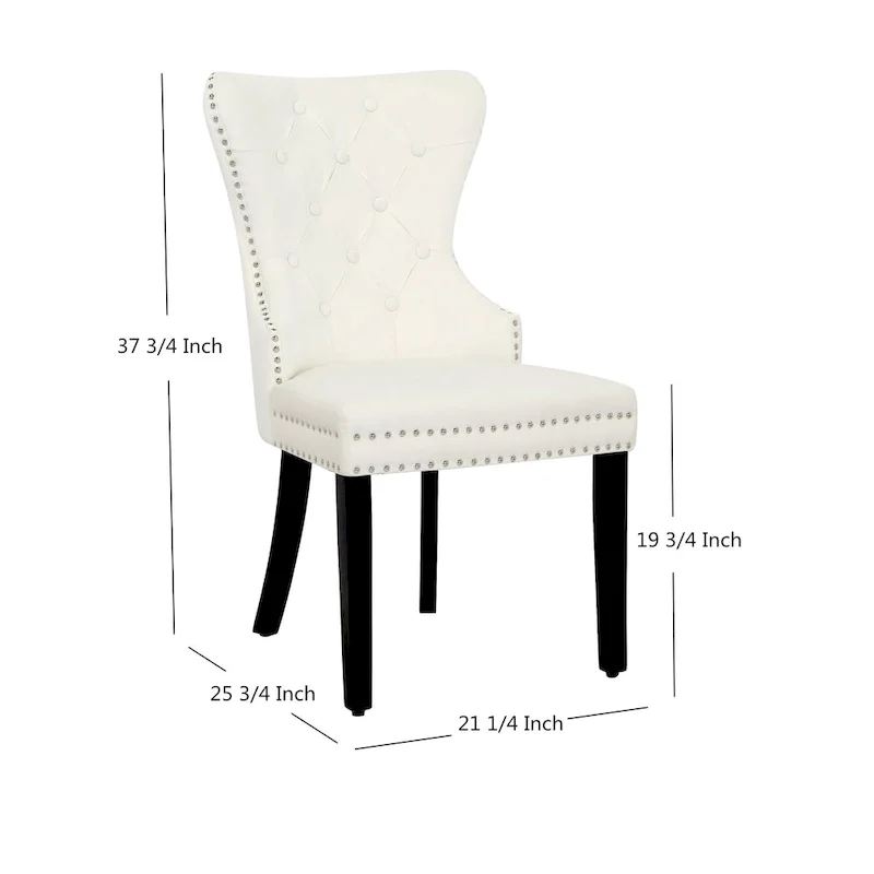 Tufted Wingback Dining Chair with Nailhead and Ring Pulls