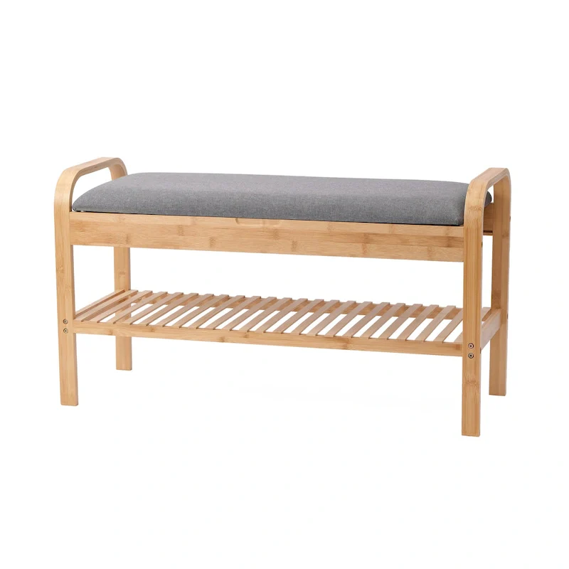 Cambridge Bamboo Shoe Bench, Natural, 35.5 W x 13 D x 20 H