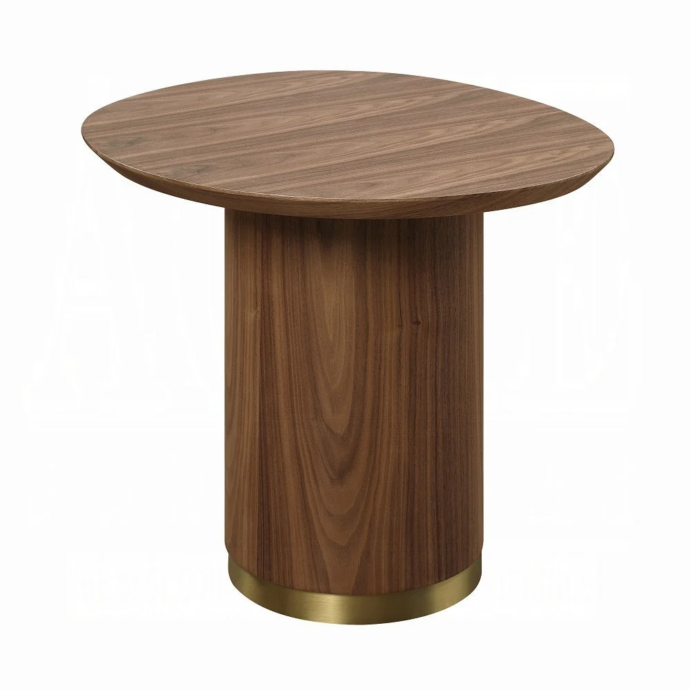 Walker Edison | Walnut End Table with Pedestal