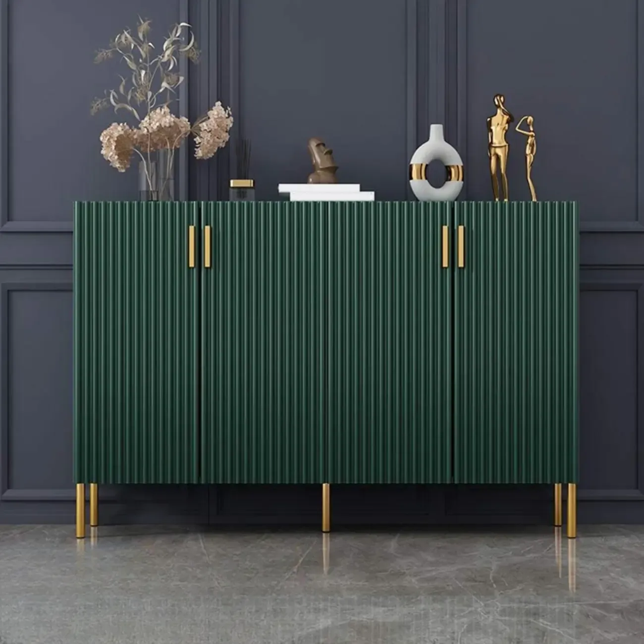 Glam Wooden Sideboard with Shelves and Cabinets