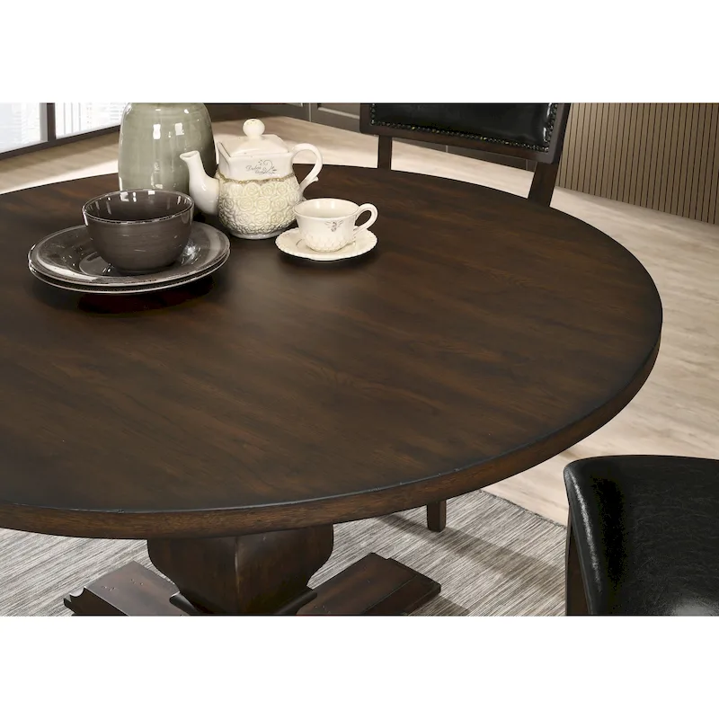 Roundhill Furniture Havre Pedestal Base Round Dining Table - N/A
