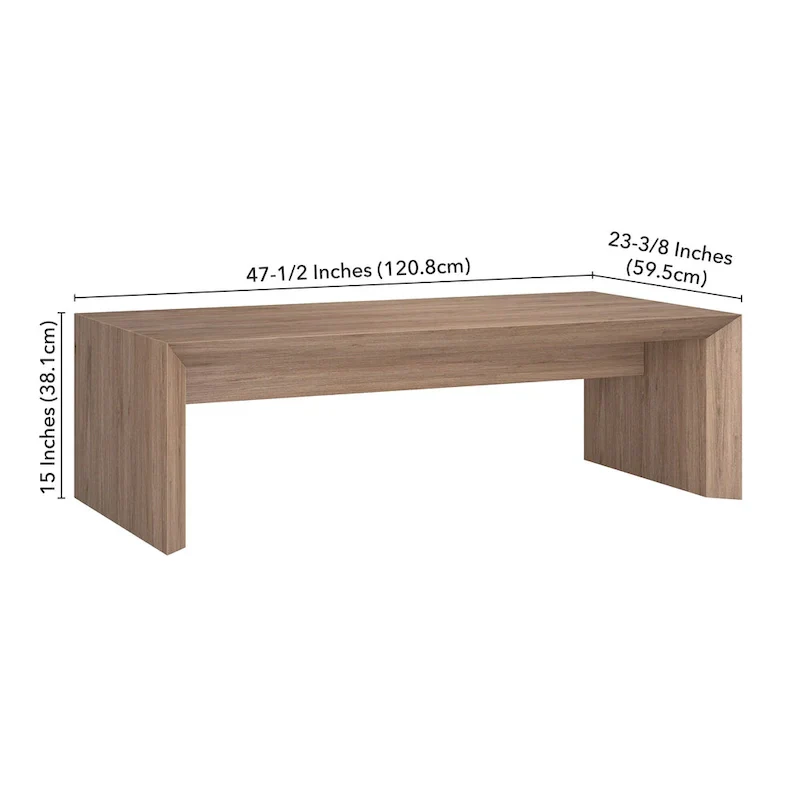 Natural Wood 48 Rectangular Coffee Table with Sled Base