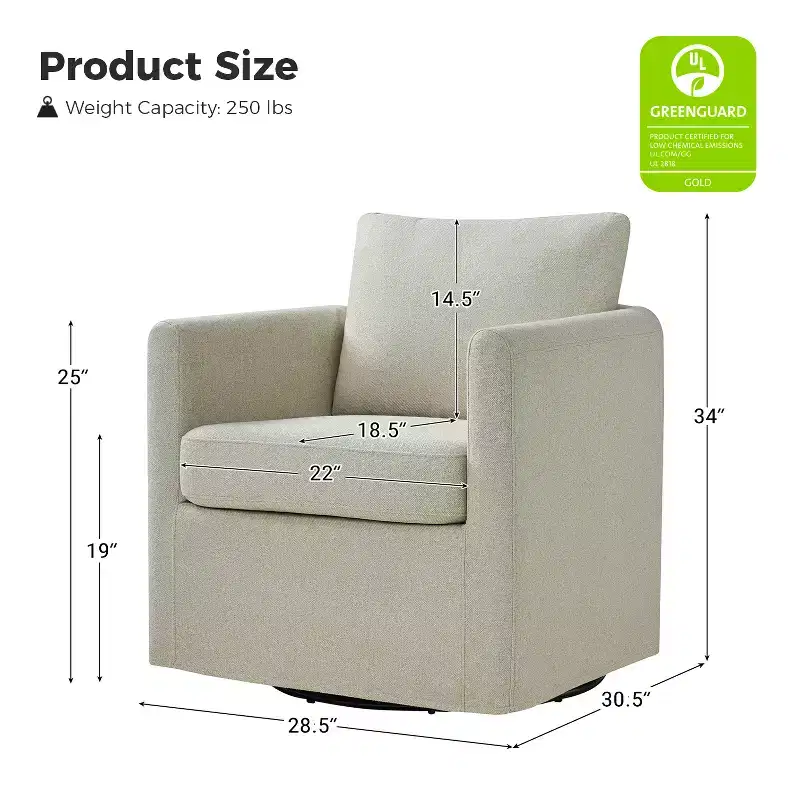 Bernhard Slipcovered Swivel Chair with textured fabric and flared armrests| HULALA HOME