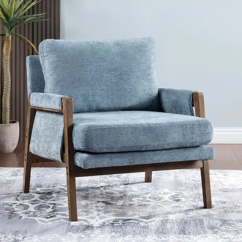 Mid-Century Modern 30  W Chenille Upholstered Accent Leisure Armchair