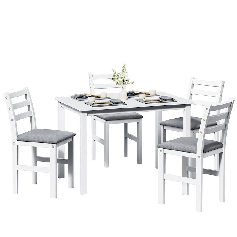 5 PCS Pub Sets Stylish Dining Table Set with 4 Upholstered Chairs