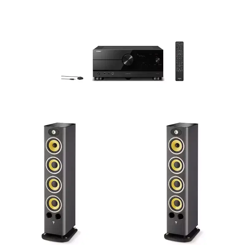 Focal Aria K2 936 Ash Grey (Limited Edition) 3-Way Floorstanding Audiophile Tower Speaker - PAIR, with RX-A8ABL AVENTAGE 11.2-Channel AV Receiver w...