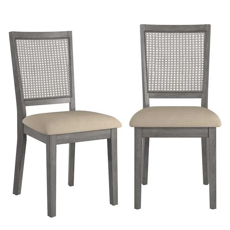Rattan Back Dining Chair, Set of 2 (Antique Style)