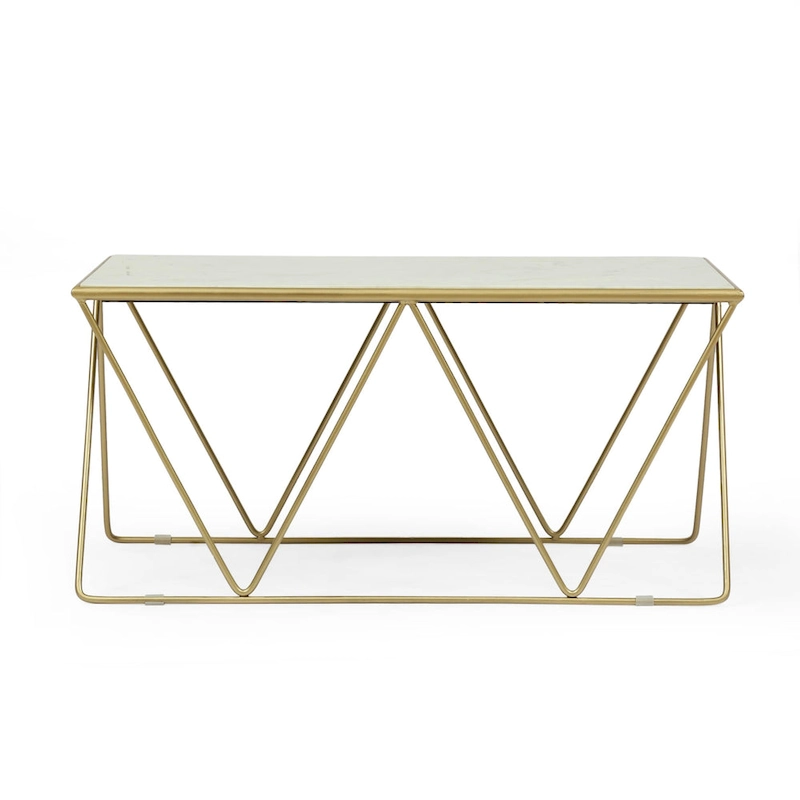 Sardis Modern Glam Handcrafted Marble Top Coffee Table by Christopher Knight Home - 37.00 L x 19.00 W x 18.00 H