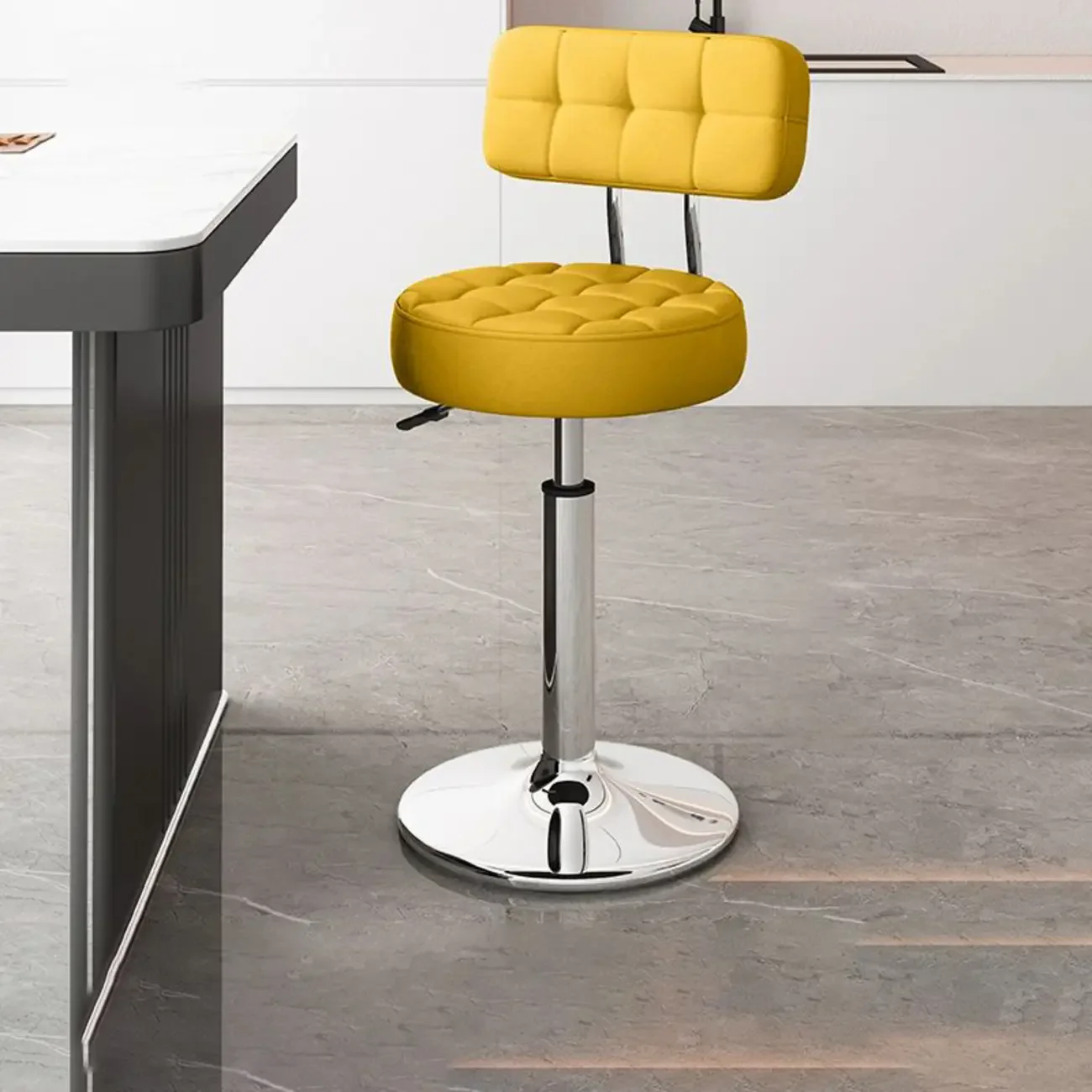Leather Upholstered Adjustable Swivel Bar Stools
