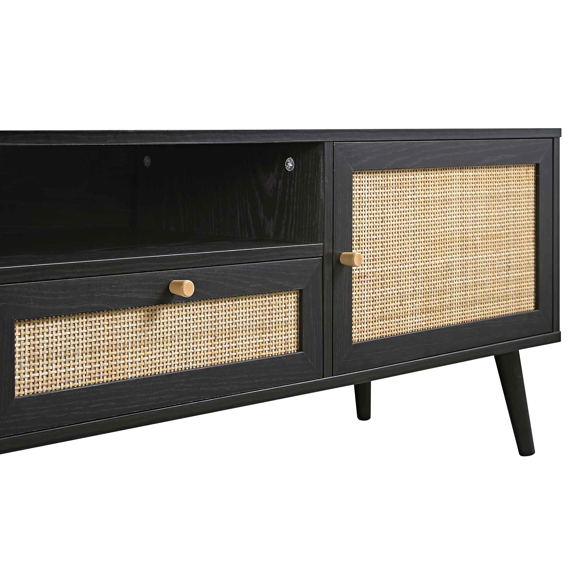 Woven Rattan 79in. Wide TV Unit, Black