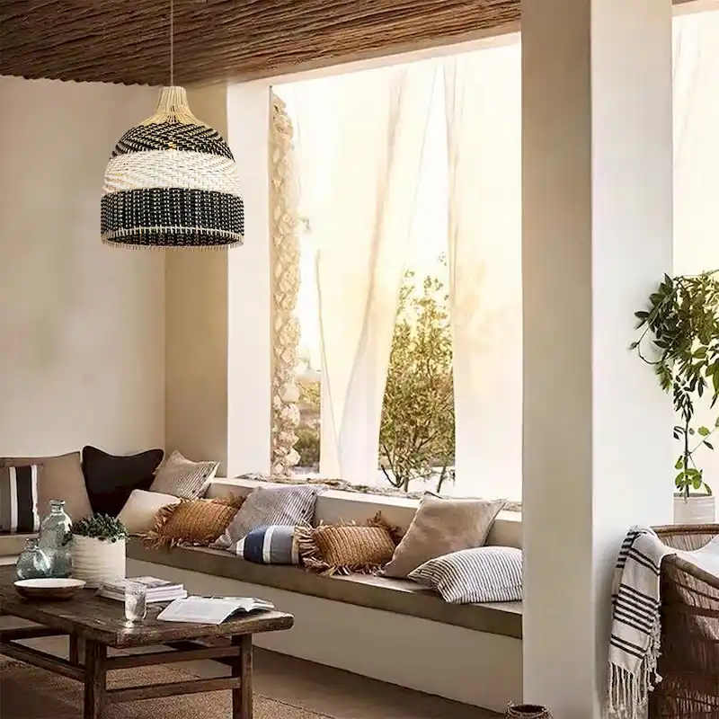 Rattan Black&White Pendant Light