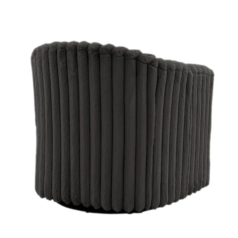 Faux Rabbit Fur Accent Chair 360-degree Swivel Barrel Chairs Set of 2