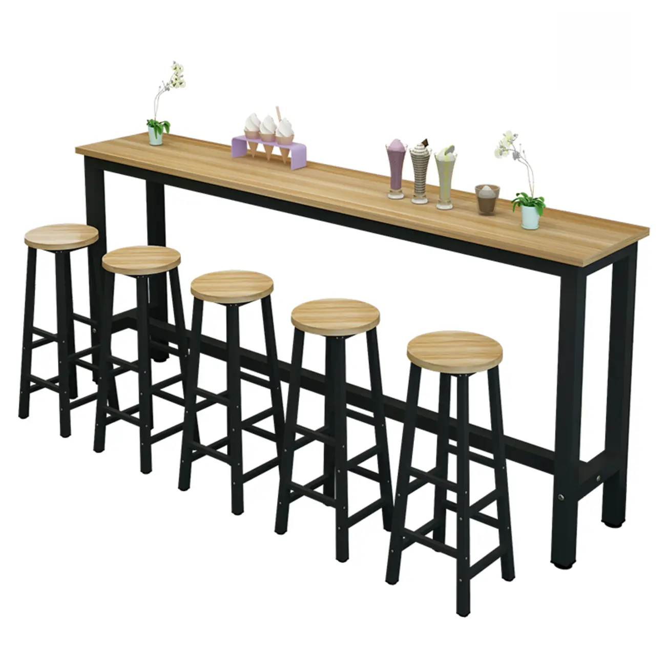 Modern Black-White Metal Structure Bar Tables