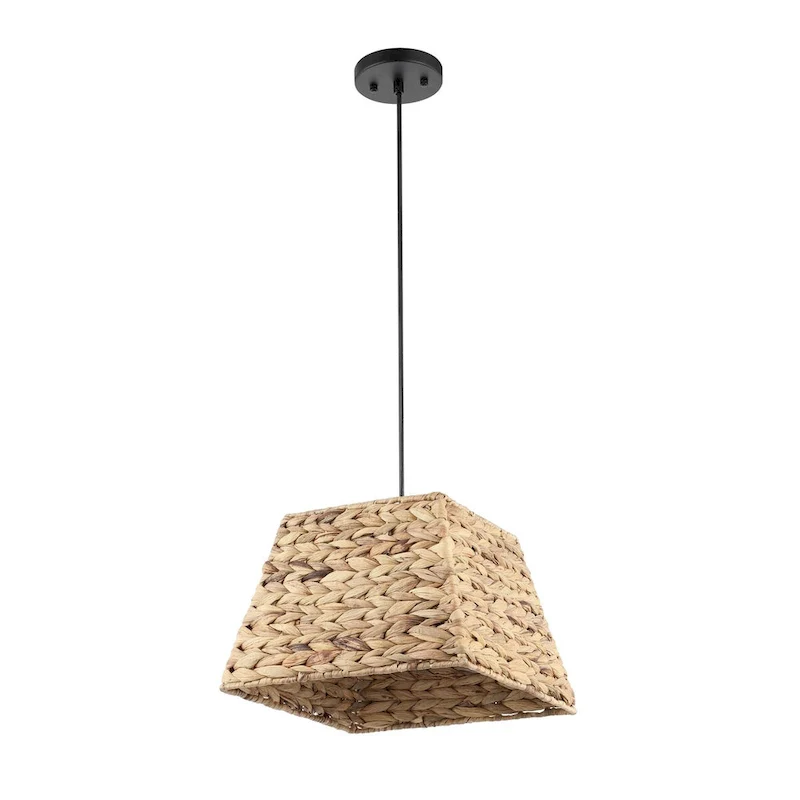 WINGBO Farmhouse Cube Chandelier Natural Material Hand-Woven Hanging Lamp - N/A
