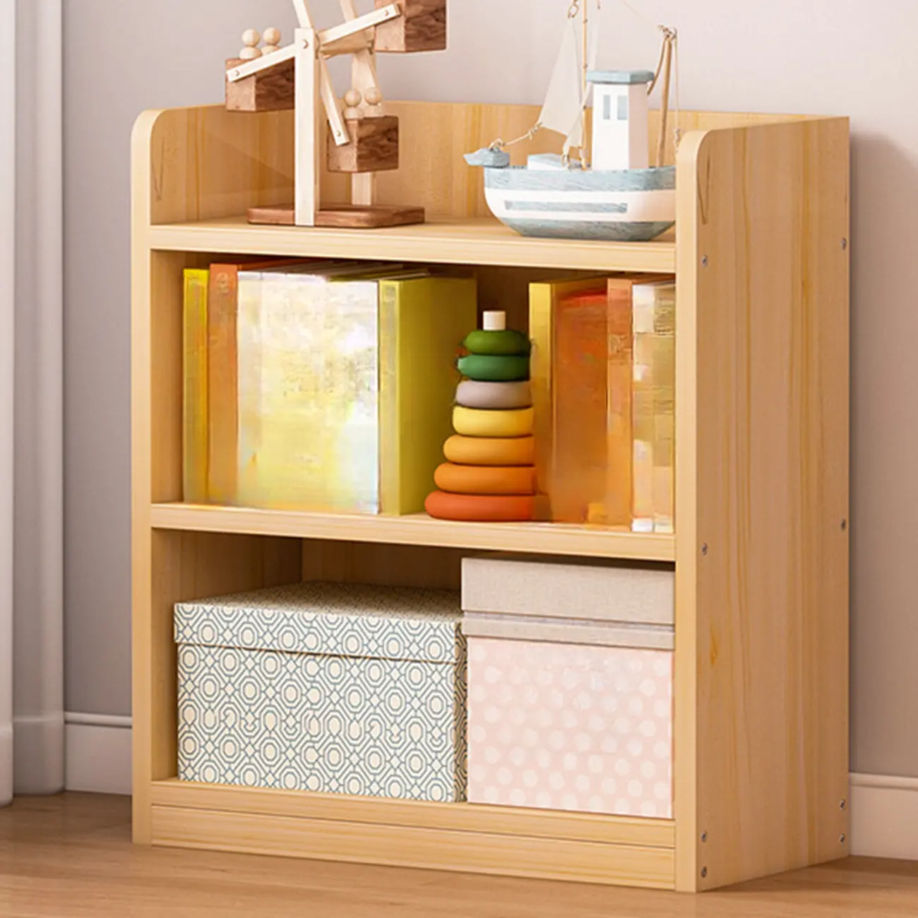 Solid Wood 5-Tier Display Open Shelving Unit Bookcase