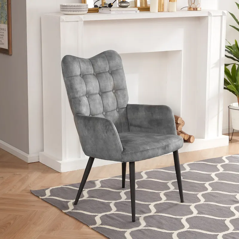 High-back Button Tufted Wingback Accent Chair