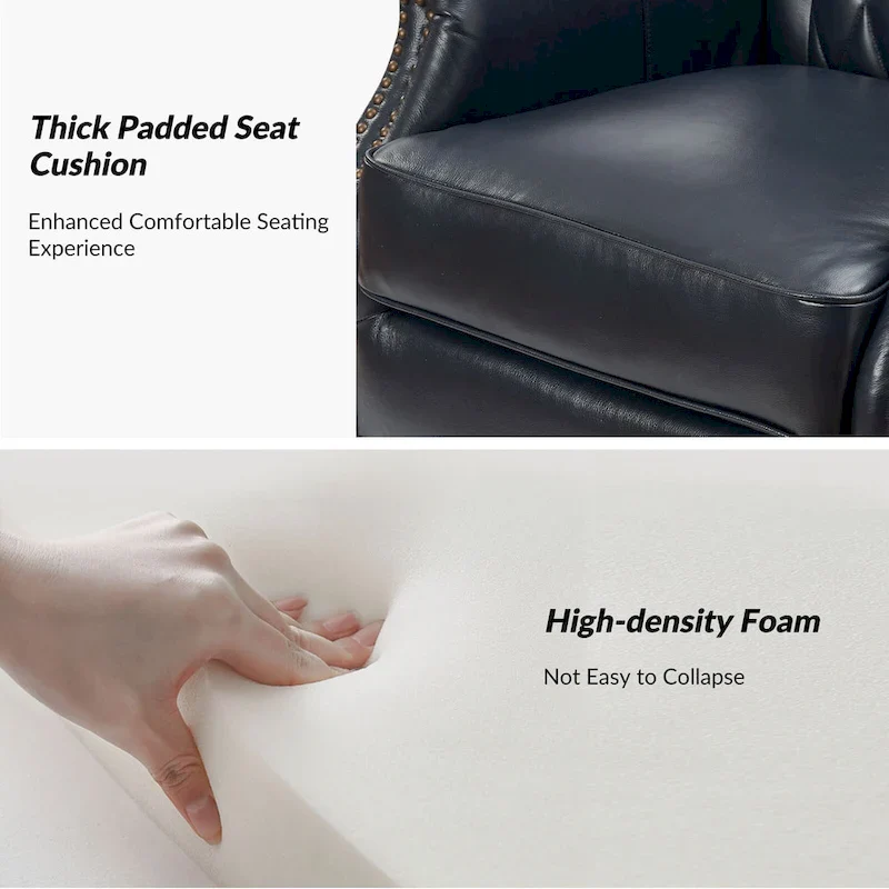 Xaver Traditional Genuine Leather Armchair With Solid Wood Legs by HULALA HOME