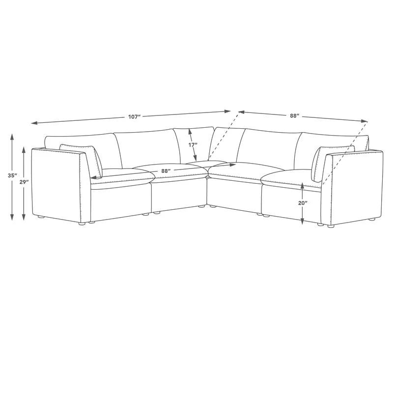 Cypress V-shape Sectional Couches Modular Sofa