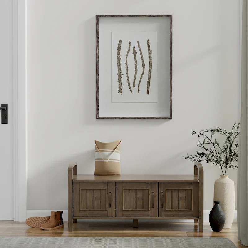 SOLID WOOD 44 inch Wide Transitional Entryway Storage Bench in Smoky Brown - 18d x 44 w x 22h