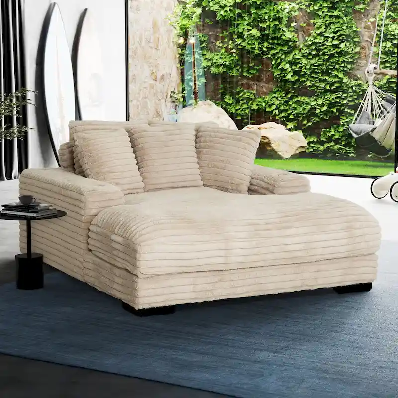 Oversized Cuddler Chaise with Cupholder and USBs