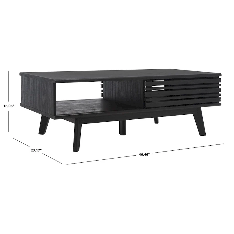 SAFAVIEH Ameetha Mid-Century 1-Shelf Walnut Coffee Table - 46 W x 23 D x 16 H - 46Wx23Dx16H