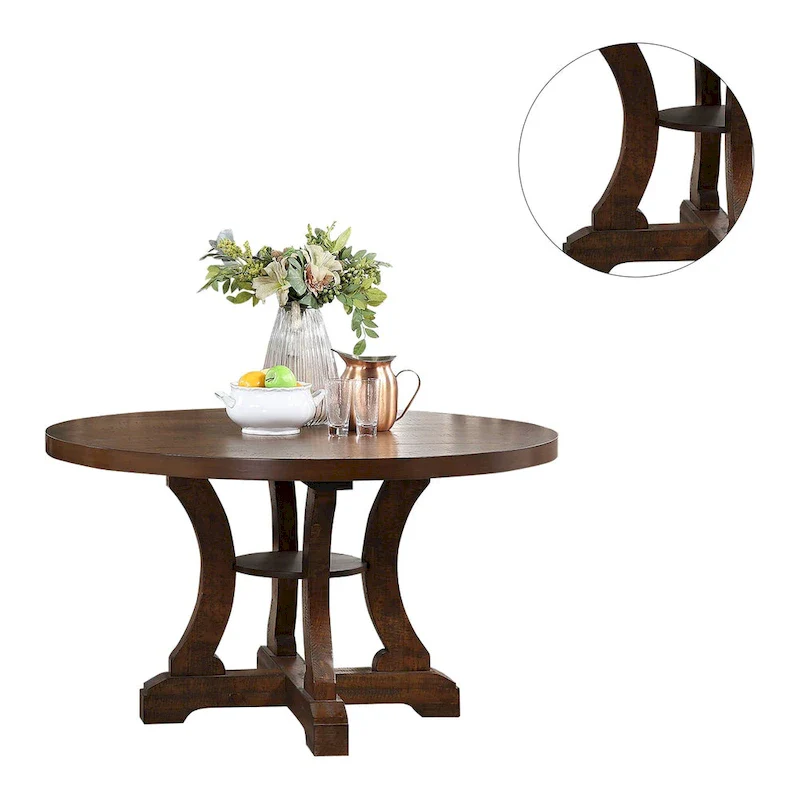 Rustic Round Pedestal Dining Table