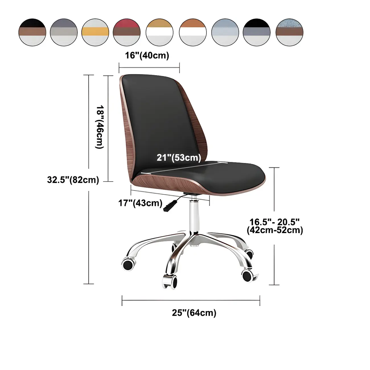 Modern Leather Upholstered Swivel Office Chair