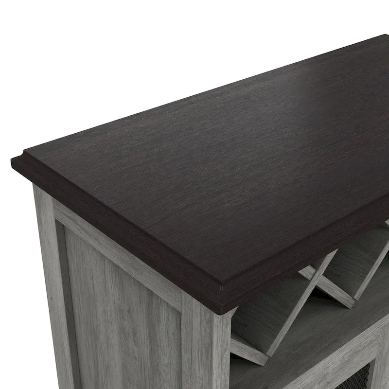 DH BASIC Farmhouse Four Shelf and Four Bottle Lattice-like Wine Buffet by