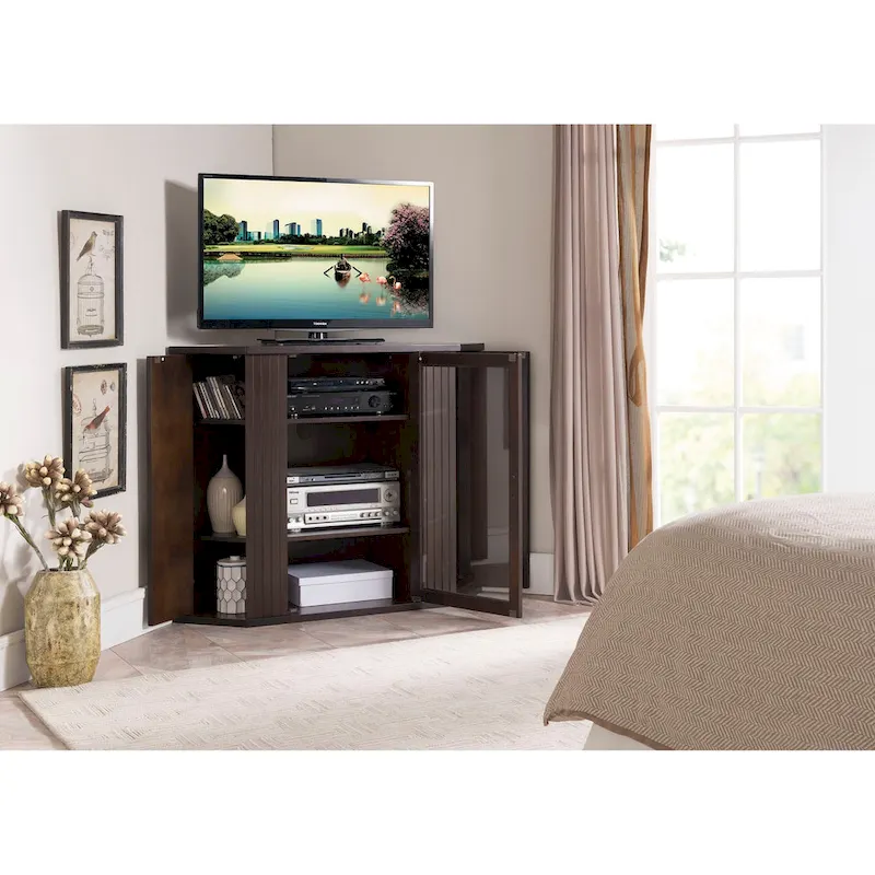 Wood Corner TV Stand with Storage
