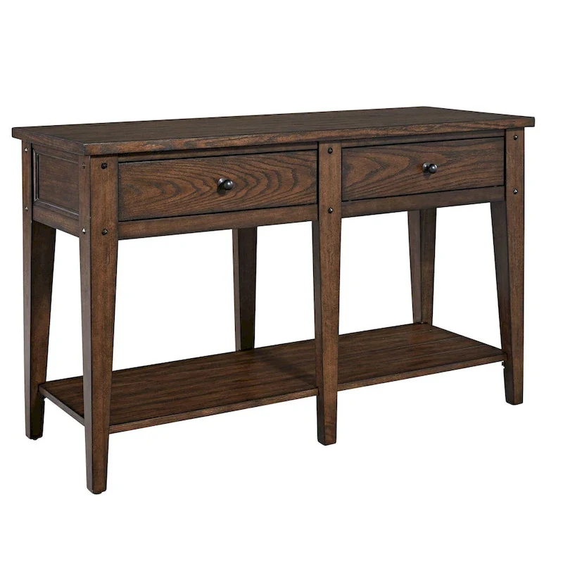 Lake House Sofa Table Rustic Brown Oak Accent
