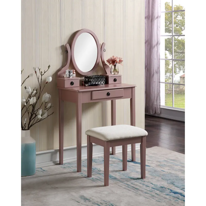 Moniys Wood Moniya Makeup Vanity Table and Stool Set
